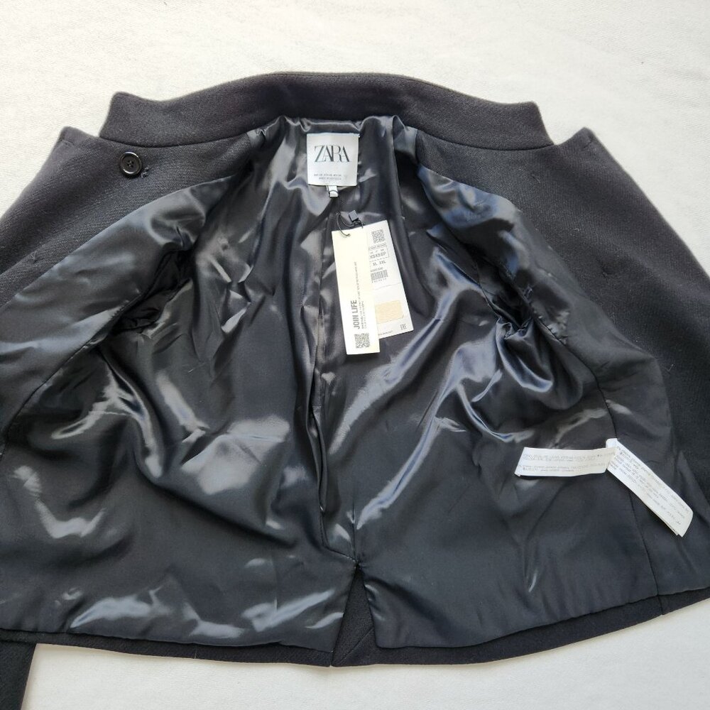 Zara Black Wool Military Jacket Gold Buttons Fall Winter Old Money Glam Preppy - Picture 5 of 13